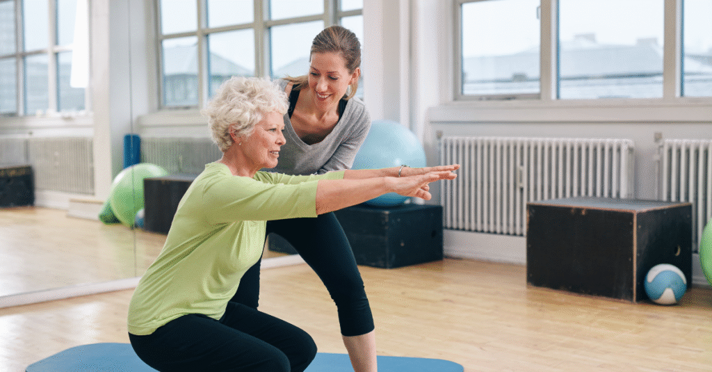 An image of a Personal trainer working with a woman on GLP-1s