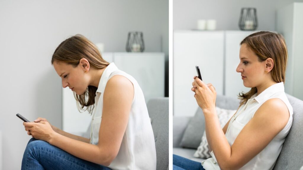 a woman Before After Neck Pain Posture View