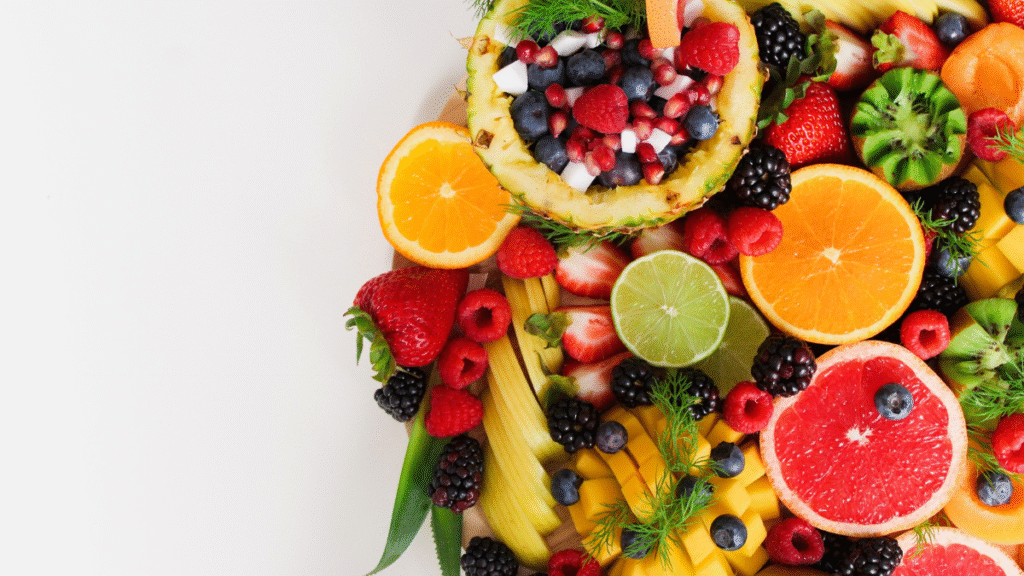 Illustration of a delicious plate of fresh fruits