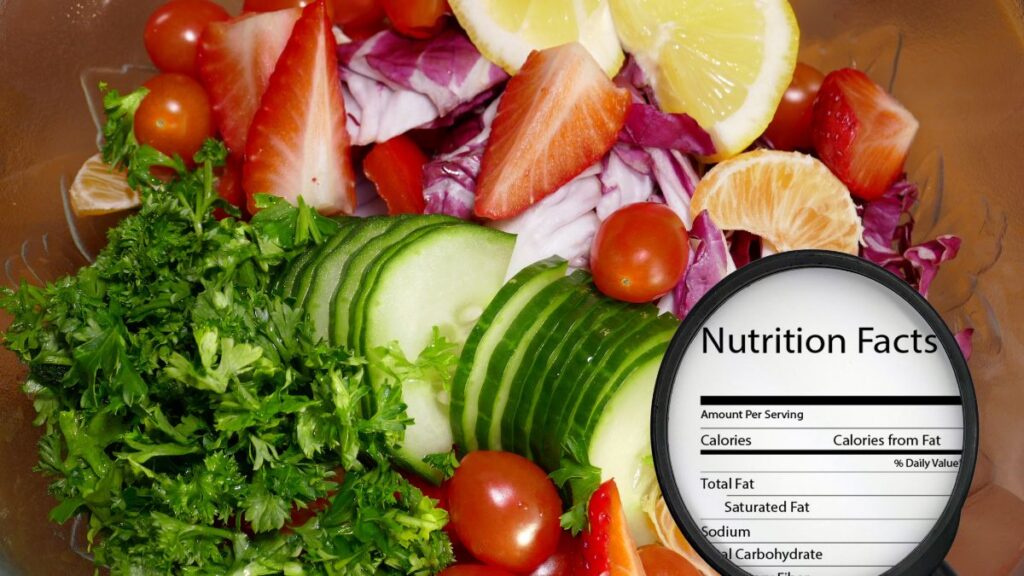 Photo of a Salad with a  Nutrition Label 