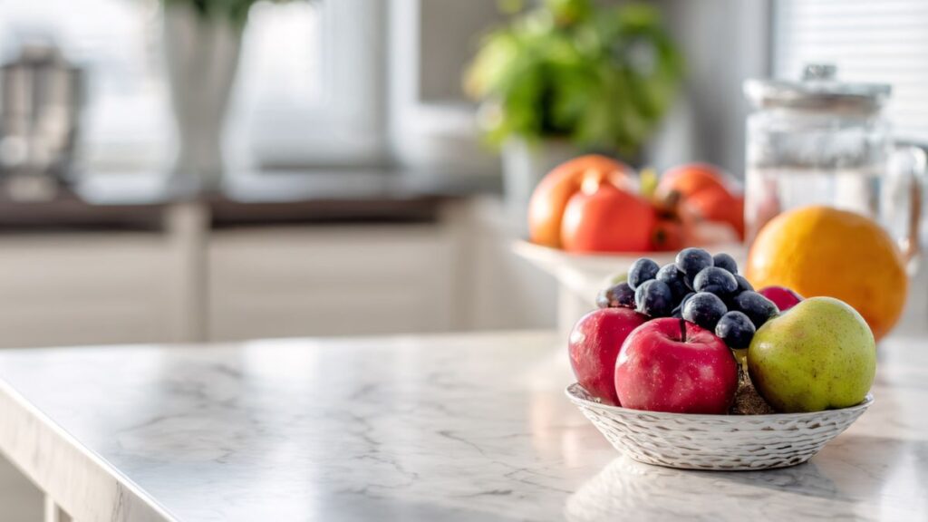 Bright Kitchen Counter with Fresh Fruit