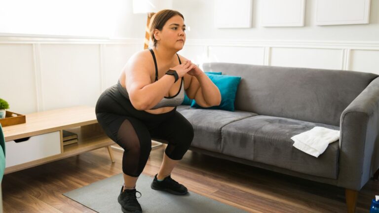 Woman Doing Squats at Home